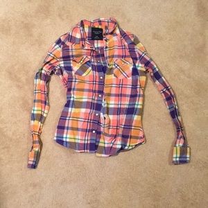 AE pink purple colorful flannel